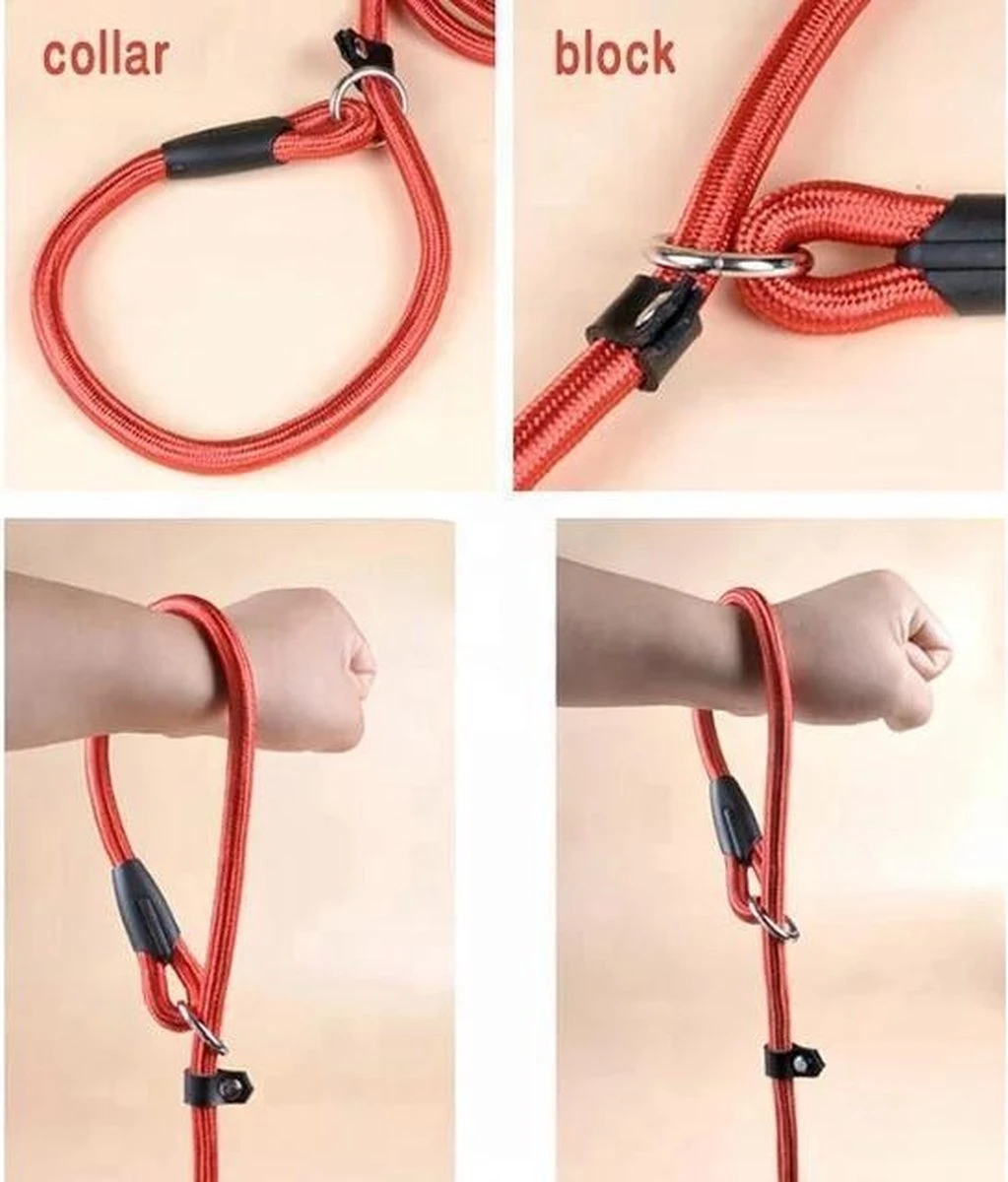 LOUZIR Cesar Millan Sliplijn Met Stop - Hondenriem - Rood - 130 Cm 17 LOUZIR Cesar Millan Sliplijn Met Stop - Hondenriem - Rood - 130 Cm - Afbeelding 15