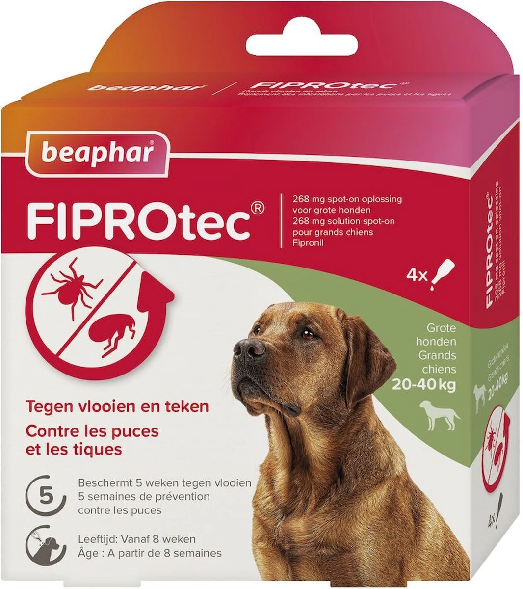 Beaphar Fiprotec Anti Vlooien En Tekenmiddel - Hond 20-40 Kg - 3 Pipetten 3 Beaphar Fiprotec Anti Vlooien En Tekenmiddel - Hond 20-40 Kg - 3 Pipetten