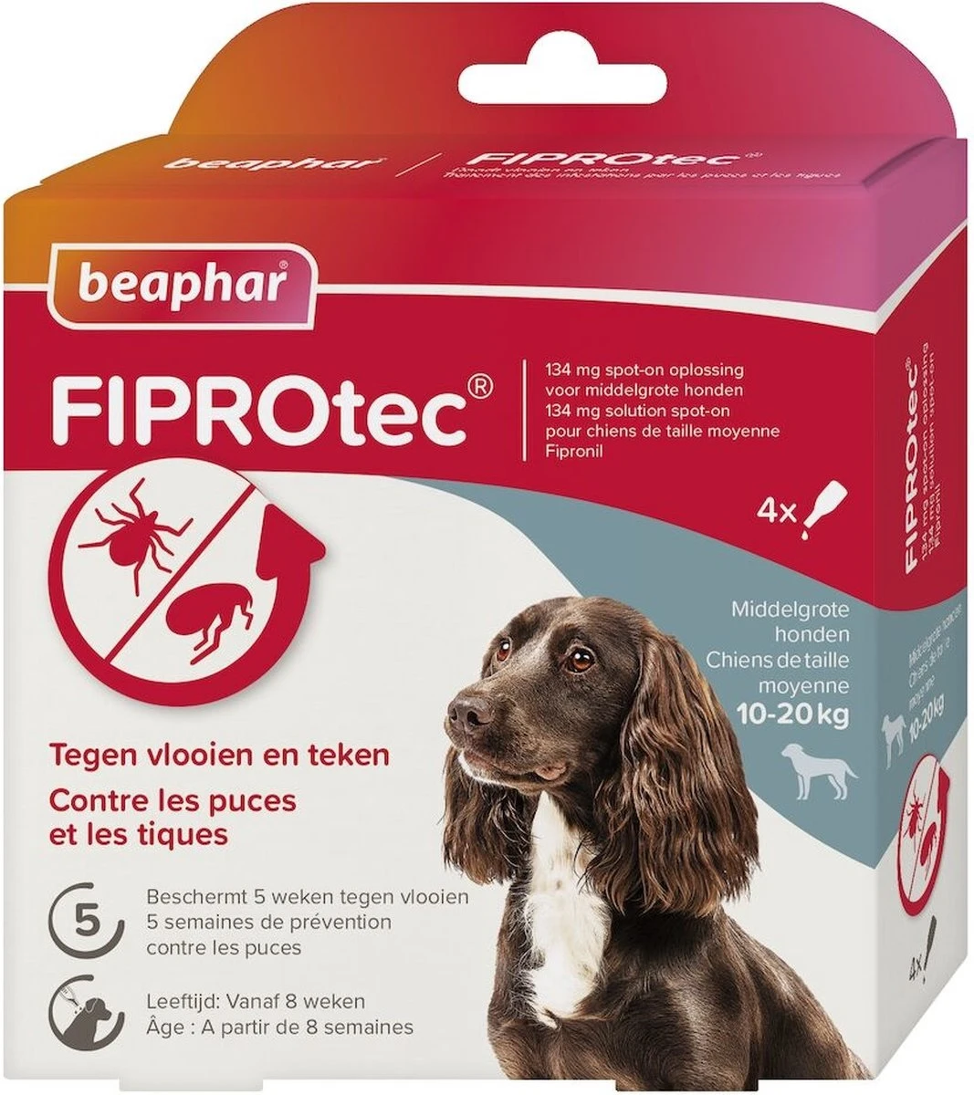 Beaphar Fiprotec Vlooien- En Tekenmiddel Hond 10-20 Kg - 4 Pipetten 6 Beaphar Fiprotec Vlooien- En Tekenmiddel Hond 10-20 Kg - 4 Pipetten - Afbeelding 4
