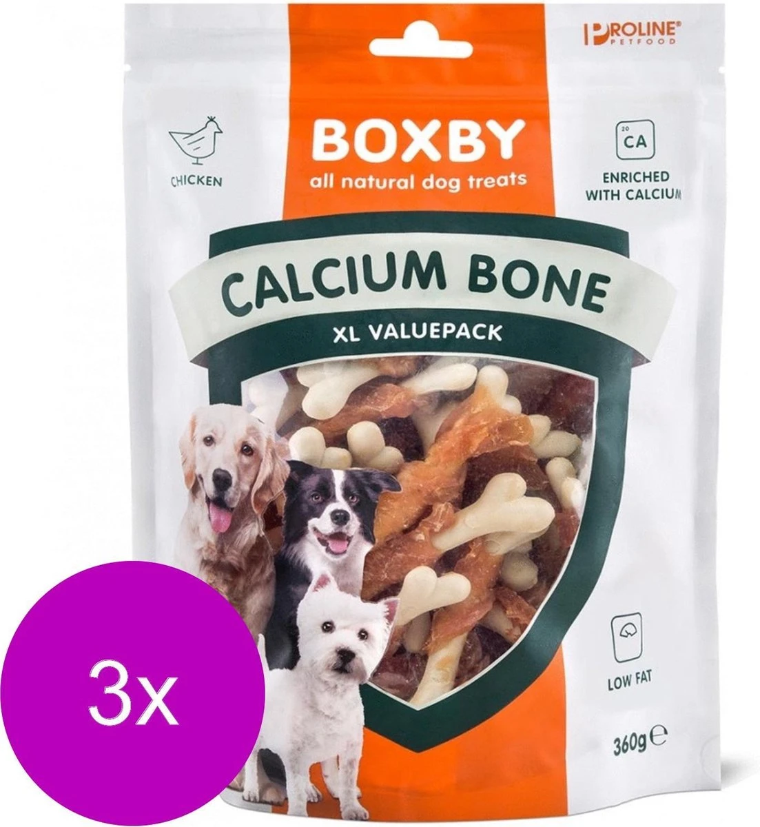 Proline Boxby Calcium Bone - Hondensnacks - 3 X 360 G Valuepack 3 Proline Boxby Calcium Bone - Hondensnacks - 3 X 360 G Valuepack