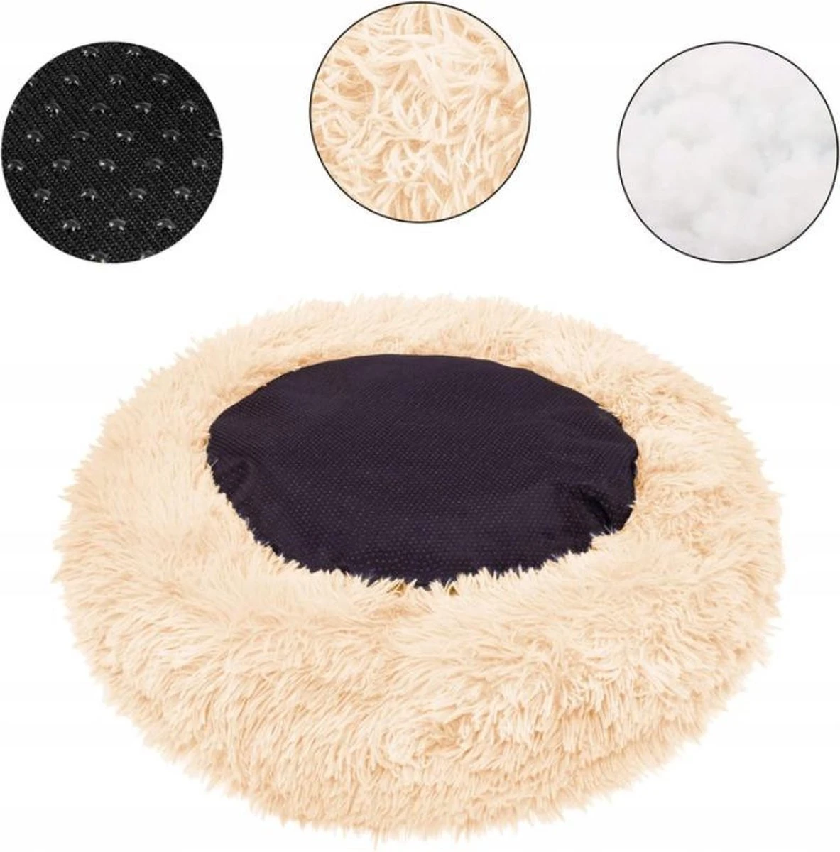 Springos Hondenmand | Superzacht En Luxe | Wasbaar | Donut | Fluffy | Hondenkussen |40 CM | Ecru 5 Springos Hondenmand | Superzacht En Luxe | Wasbaar | Donut | Fluffy | Hondenkussen |40 CM | Ecru - Afbeelding 3