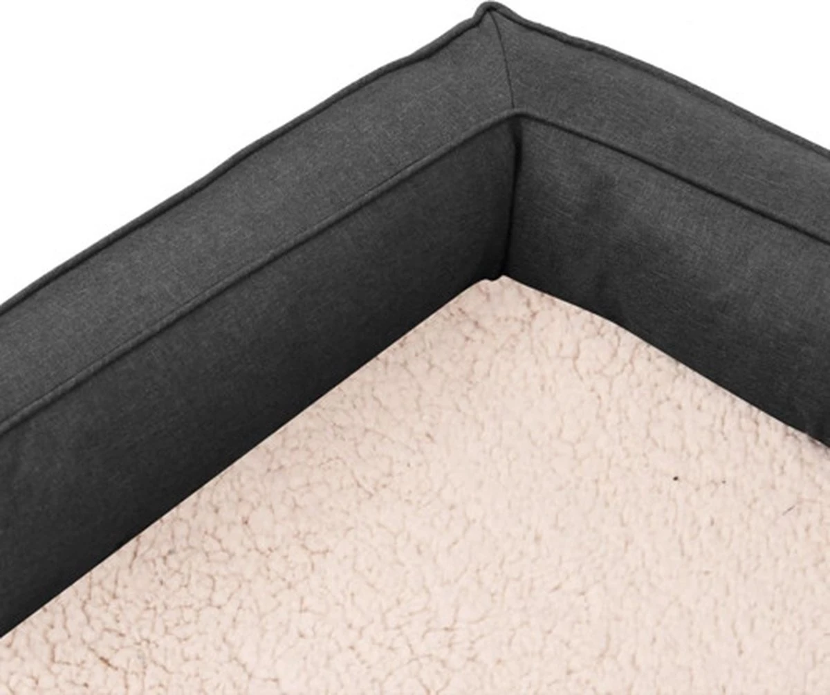 VidaXL Hondenbed Ergonomisch Linnen-look 60x42 Cm Fleece Donkergrijs 6 VidaXL Hondenbed Ergonomisch Linnen-look 60x42 Cm Fleece Donkergrijs - Afbeelding 4