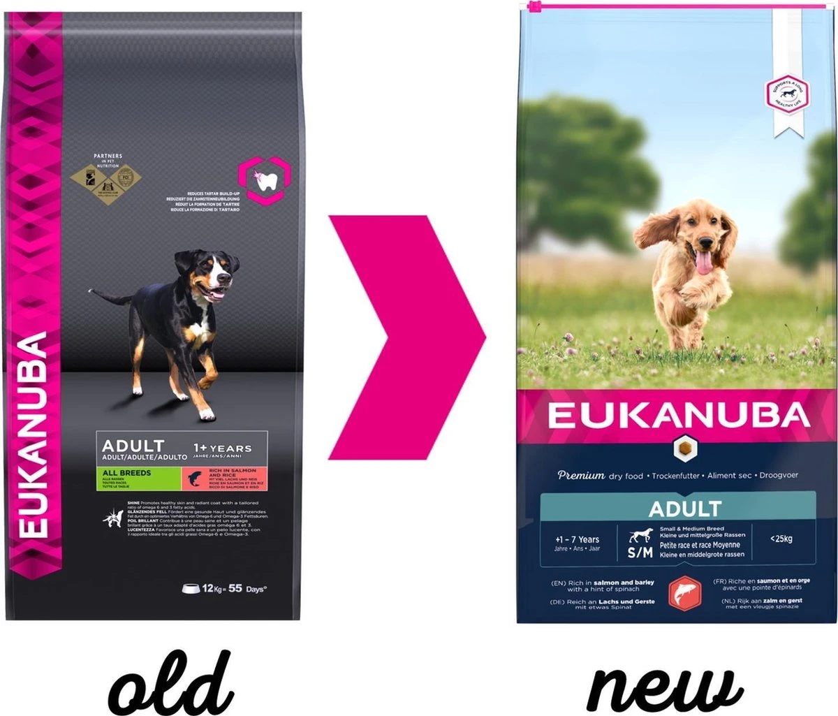 Eukanuba Dog Adult Small - Medium Zalm - Gerst- Hondenvoer - 12 Kg 3 Eukanuba Dog Adult Small - Medium Zalm - Gerst- Hondenvoer - 12 Kg