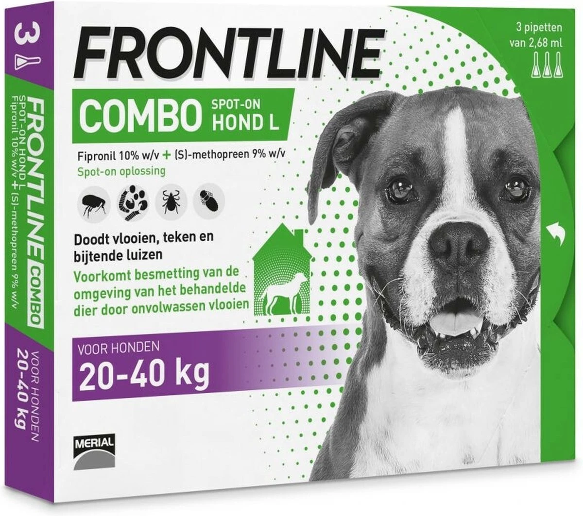 Frontline Combo - L: Van 20 Tot 40 Kg - Anti Vlooienmiddel En Tekenmiddel - Hond - 3 Pipetten 3 Frontline Combo - L: Van 20 Tot 40 Kg - Anti Vlooienmiddel En Tekenmiddel - Hond - 3 Pipetten