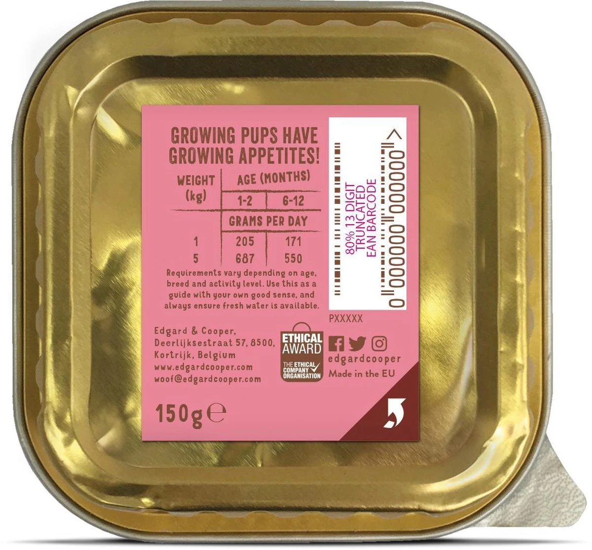 11x Edgard & Cooper Kuipje Vers Vlees Puppy Hondenvoer Eend - Kip 150 Gr 9 11x Edgard & Cooper Kuipje Vers Vlees Puppy Hondenvoer Eend - Kip 150 Gr - Afbeelding 7