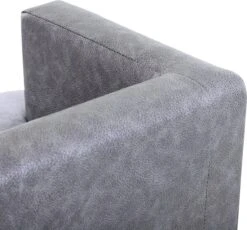 PawHut Hondenbank Huisdierbank Hondenbed Hondenmat Woonkamer PU-leer Kort Pluche Grijs D04-135