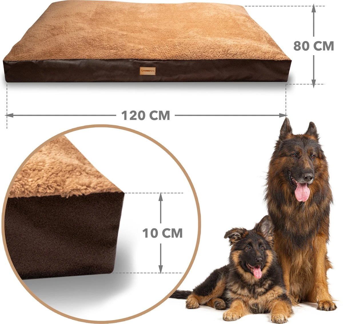 PrimePlus Hondenkussen XL Bruin/Cognac - 120x80x10 CM - Zacht En Luxe Hondenmand - Hondenbed - Hondenmat - Orthopedisch Hondenkussens 6 PrimePlus Hondenkussen XL Bruin/Cognac - 120x80x10 CM - Zacht En Luxe Hondenmand - Hondenbed - Hondenmat - Orthopedisch Hondenkussens - Afbeelding 4