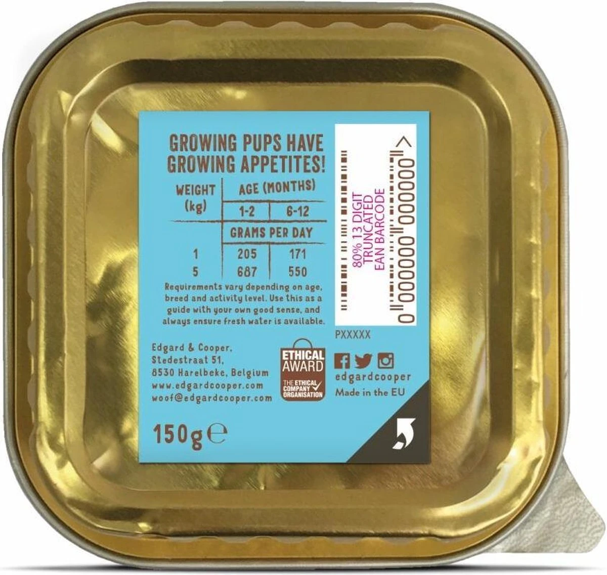 17x Edgard & Cooper Kuipje Vers Vlees Puppy Hondenvoer Bio Kip - Vis 100 Gr 4 17x Edgard & Cooper Kuipje Vers Vlees Puppy Hondenvoer Bio Kip - Vis 100 Gr - Afbeelding 2