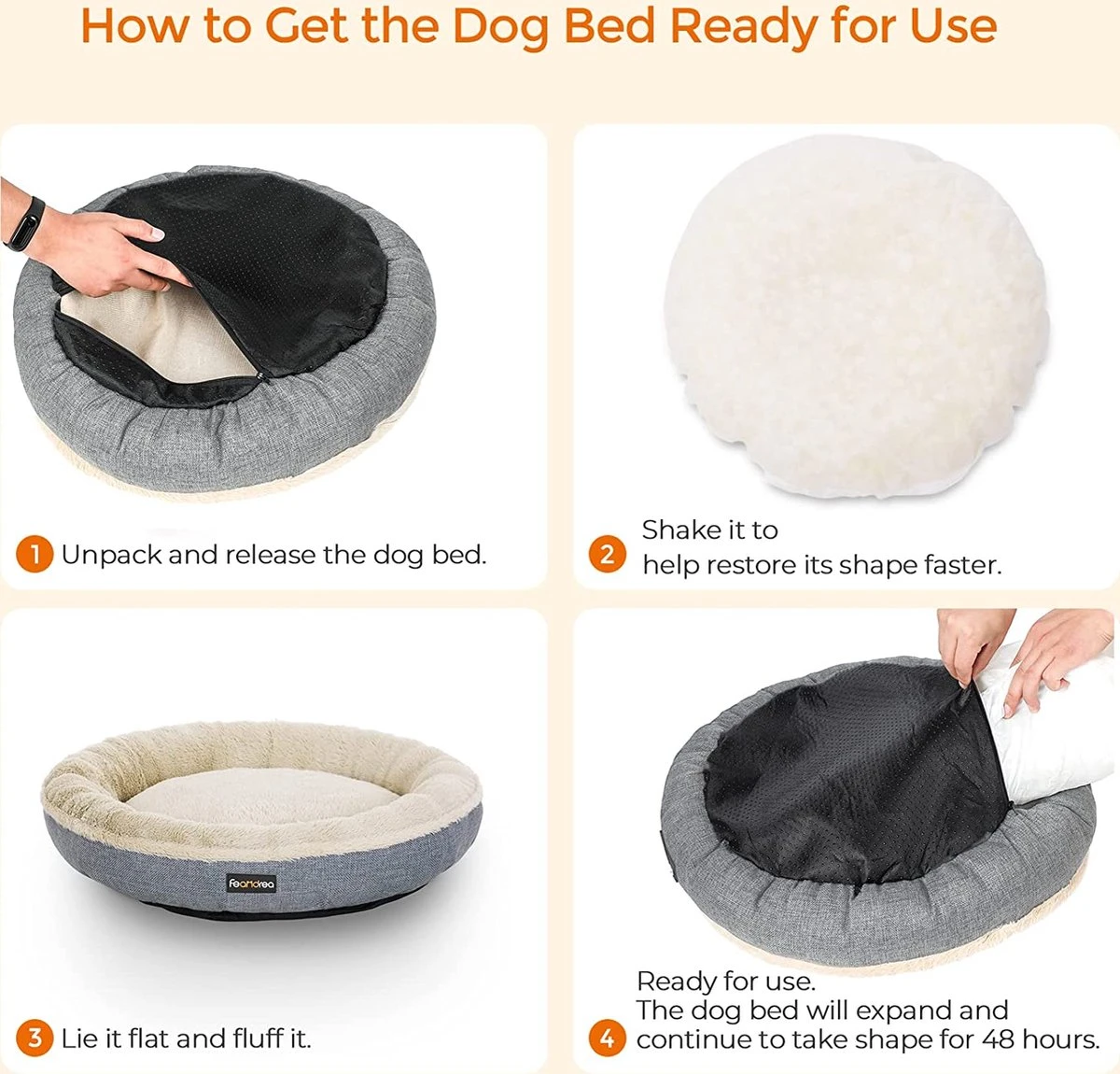 Hoppa! Hondenbed, Kattenbed, Donut, Ø 50 Cm, Lichtgrijs 10 Hoppa! Hondenbed, Kattenbed, Donut, Ø 50 Cm, Lichtgrijs - Afbeelding 8