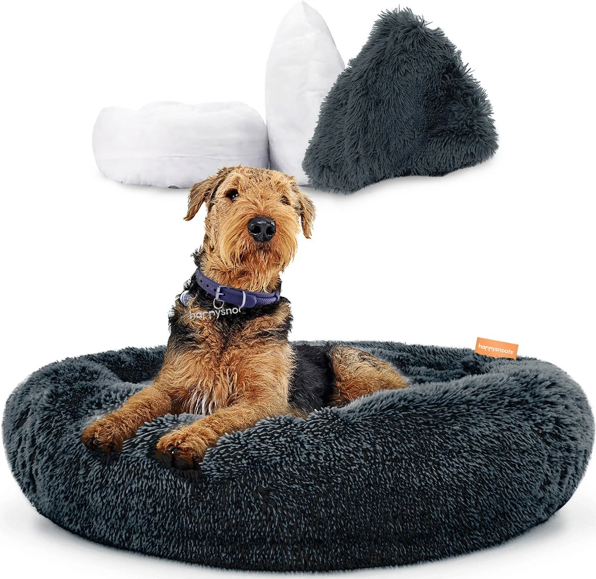 Happysnoots Hondenmand Met Rits - 80cm - Hondenbed - Donut Dog Bed - Fluffy - Grijs - Wasbaar 3 Happysnoots Hondenmand Met Rits - 80cm - Hondenbed - Donut Dog Bed - Fluffy - Grijs - Wasbaar