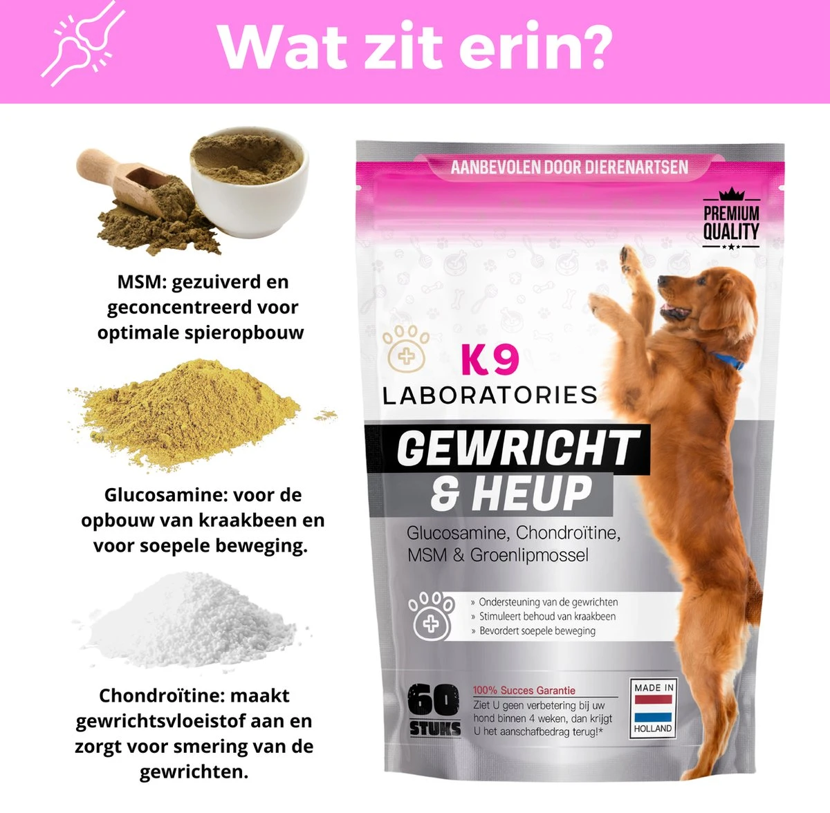 K9 Laboratories - 3 Delig Voordeel Pakket - Gewricht & Heup - 180 Stuks - Voor Honden - Met Artrose - Moeite Met Opstaan - Mankheid - HD - ED - Gewrichtsklachten - Bevat Glucosamine - MSM - Chondorïtine - Groenlipmossel 3 K9 Laboratories - 3 Delig Voordeel Pakket - Gewricht & Heup - 180 Stuks - Voor Honden - Met Artrose - Moeite Met Opstaan - Mankheid - HD - ED - Gewrichtsklachten - Bevat Glucosamine - MSM - Chondorïtine - Groenlipmossel - Afbeelding 2