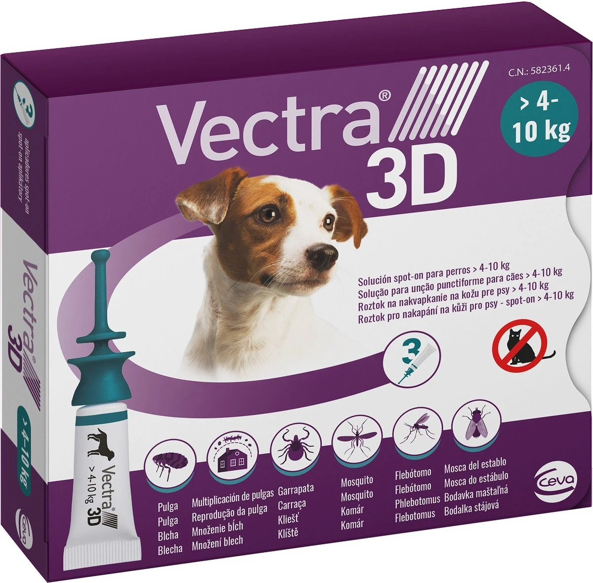 VECTRA 3D Hond - 4 Tot 10 Kg - Anti Vlooien- En Tekendruppels - 3 Pipetten 3 VECTRA 3D Hond - 4 Tot 10 Kg - Anti Vlooien- En Tekendruppels - 3 Pipetten