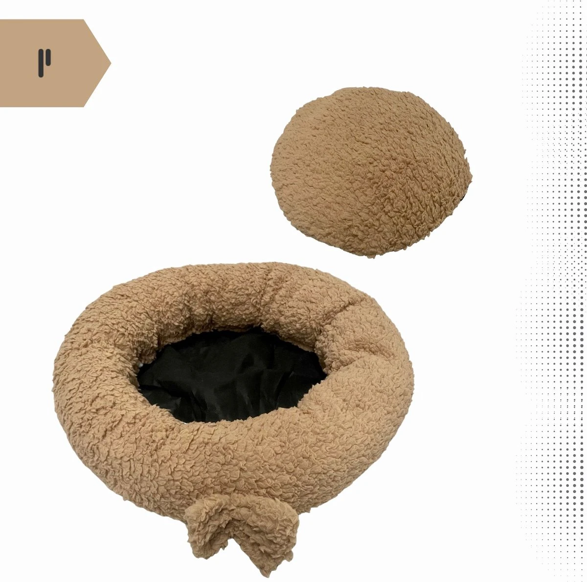 Pochon Pet - Donut - Bruin - Ronde Kattenmand - Rond Kattenkussen - Ronde Hondenmand - 50 X 50 X 12 Cm 4 Pochon Pet - Donut - Bruin - Ronde Kattenmand - Rond Kattenkussen - Ronde Hondenmand - 50 X 50 X 12 Cm - Afbeelding 2