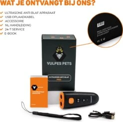 Vulpes Pets® Ultrasone Anti Blaf Apparaat – 3-in-1 Anti Blaf Apparaat Pro - Diervriendelijk & Zonder Schok - Alternatief Anti Blafband - Voor Kleine & Grote Honden - Audio - Flashlight - USB-Oplaadbaar -Exporteren Alles Voor Honden Winkel 1200x1195 1