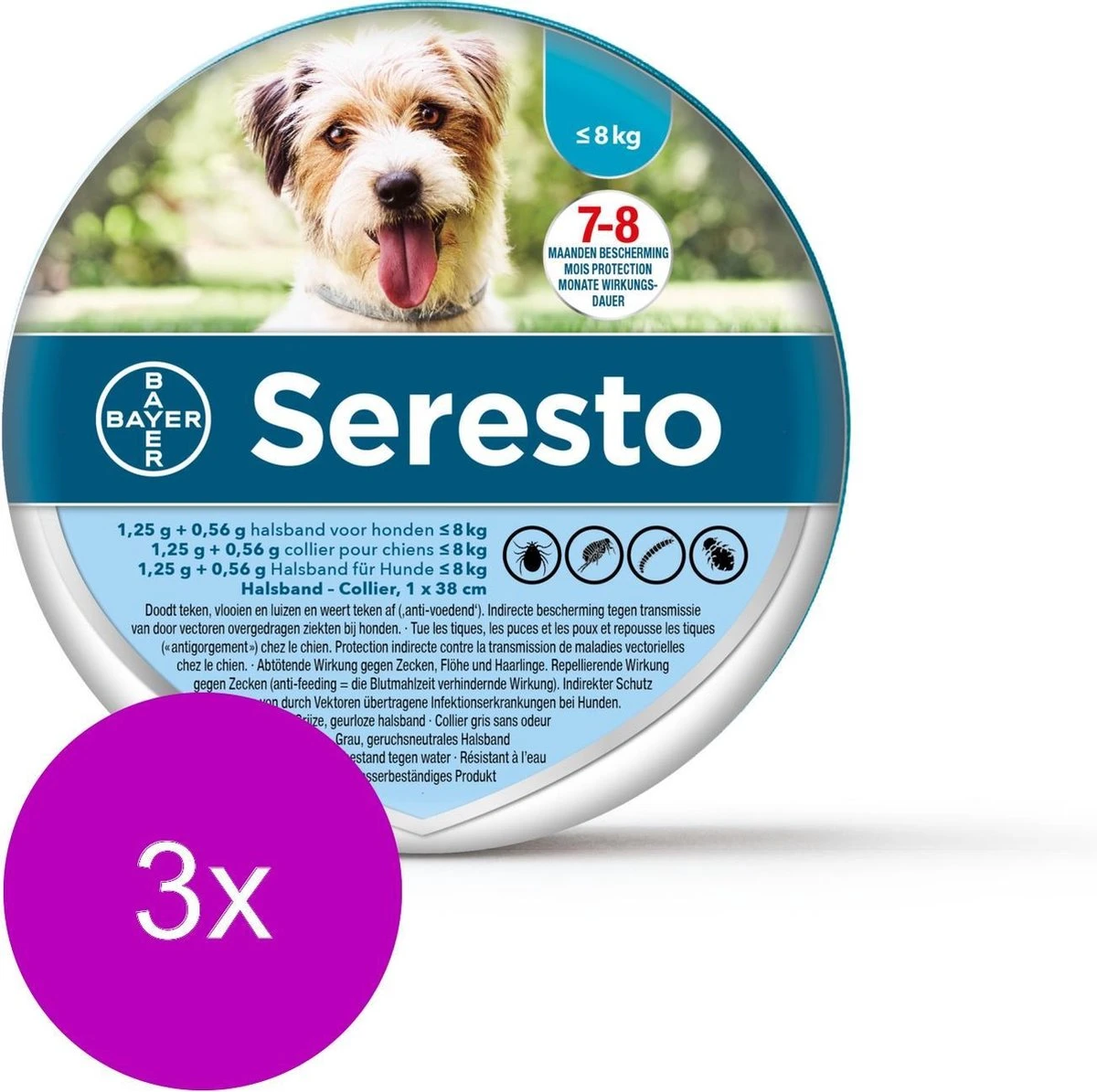 Seresto Teken- En Vlooienband Small - Kleine Hond - Anti Tekenmiddel - 3 X 38 Cm Tot 8 Kg 4 Seresto Teken- En Vlooienband Small - Kleine Hond - Anti Tekenmiddel - 3 X 38 Cm Tot 8 Kg - Afbeelding 2