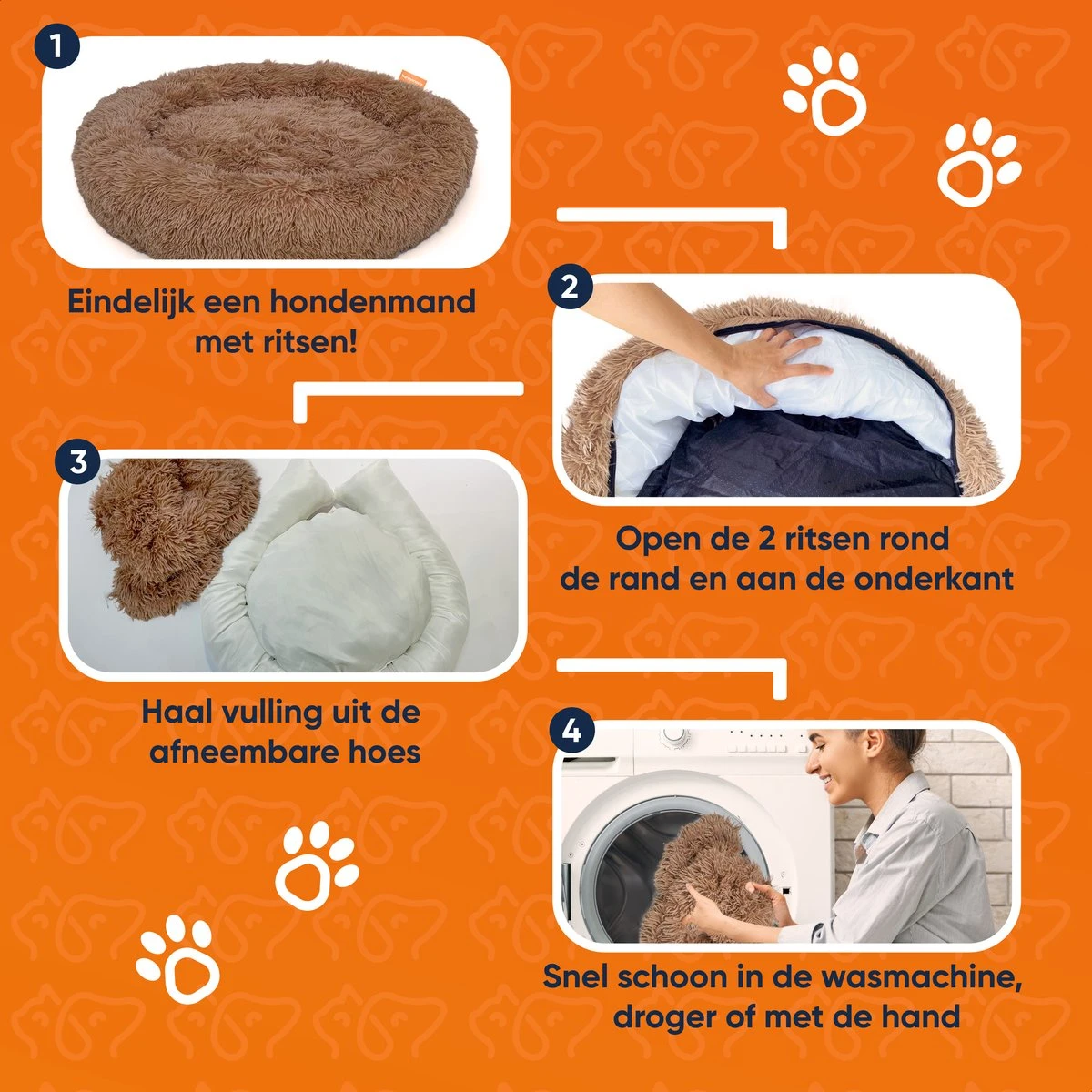 Happysnoots Hondenmand Met Rits - 80cm - Hondenbed - Donut Dog Bed - Fluffy - Grijs - Wasbaar 14 Happysnoots Hondenmand Met Rits - 80cm - Hondenbed - Donut Dog Bed - Fluffy - Grijs - Wasbaar - Afbeelding 12