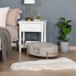 PawHut Huisdierenbank Hondenbank Kattenbank Zacht Rugleuning Metalen Poten Grijs D04-166 -Exporteren Alles Voor Honden Winkel 1200x1200 1085