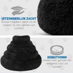 Pawzle Hondenmand - Donut Hondenkussen - Kattenmand - Bed Voor Honden & Katten - Wasbaar - 80cm - Zwart -Exporteren Alles Voor Honden Winkel 1200x1200 1175