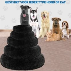 Pawzle Hondenmand - Donut Hondenkussen - Kattenmand - Bed Voor Honden & Katten - Wasbaar - 80cm - Zwart -Exporteren Alles Voor Honden Winkel 1200x1200 1177