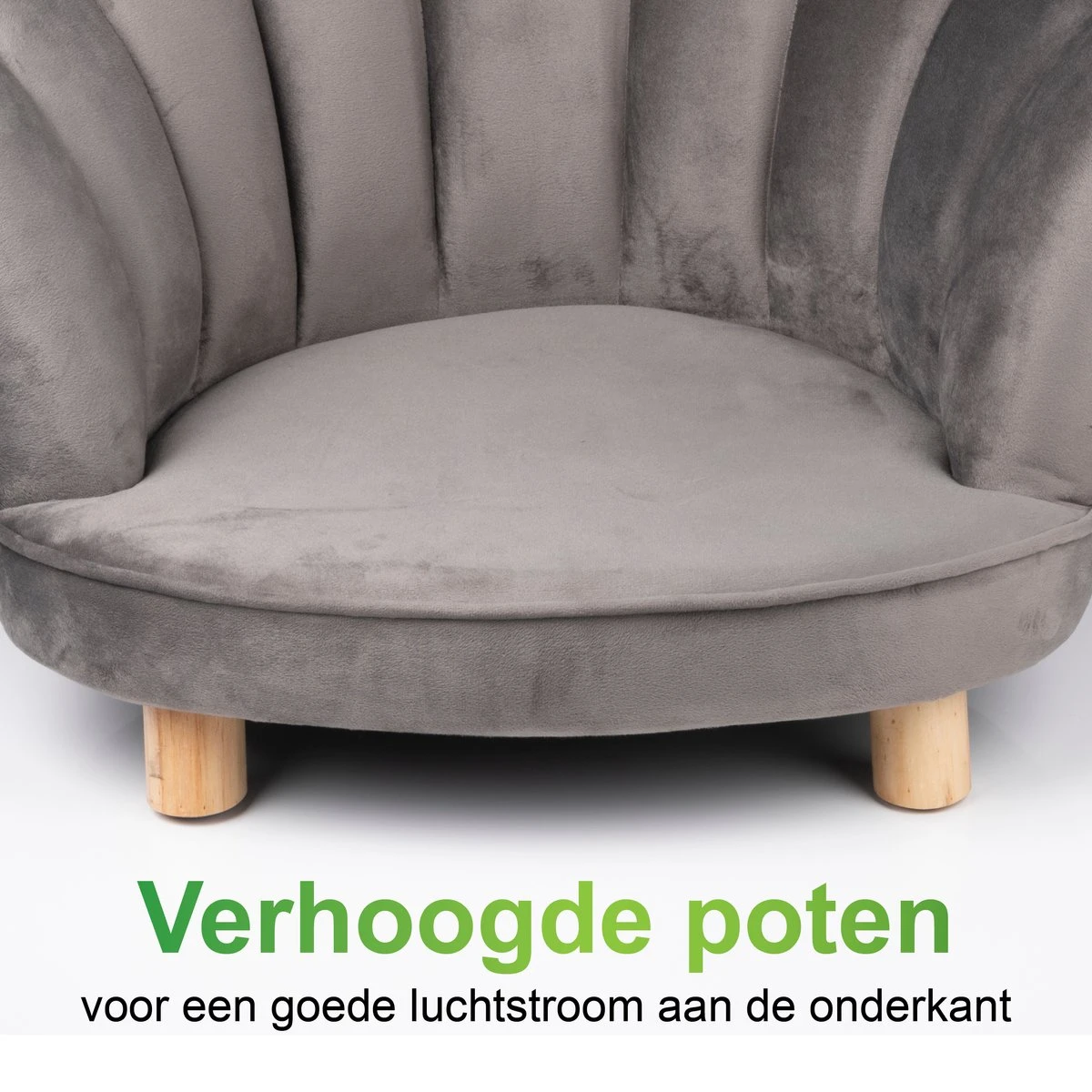 Maxxpro Katten- En Hondenstoel - Grijs - Verhoogd Met Houten Poten - Fluweel Materiaal - 61.5 X 52 X 33 CM - Huisdieren Tot 80 KG 6 Maxxpro Katten- En Hondenstoel - Grijs - Verhoogd Met Houten Poten - Fluweel Materiaal - 61.5 X 52 X 33 CM - Huisdieren Tot 80 KG - Afbeelding 4