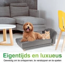 Maxxpro Katten- En Hondenbank - Grijs - Verhoogd Met Houten Poten - Fluweel Materiaal - 90 X 44 X 34 Cm - Huisdieren Tot 80 KG -Exporteren Alles Voor Honden Winkel 1200x1200 1343