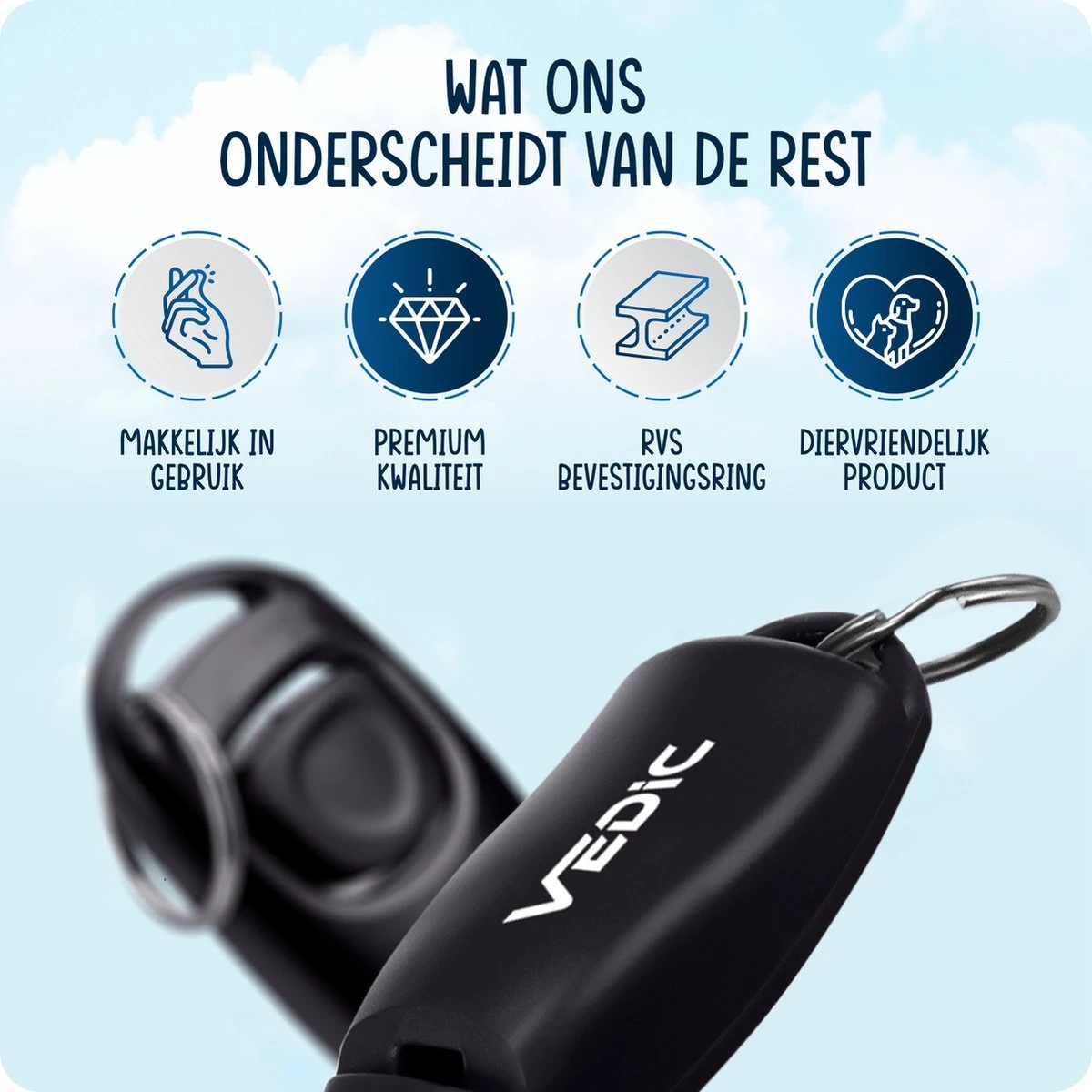 VEDIC® - Luxe Clicker Met Fluit - Clickertraining Voor Honden - Zwart - Bevestigingsring - Fluit - Hondentraining 5 VEDIC® - Luxe Clicker Met Fluit - Clickertraining Voor Honden - Zwart - Bevestigingsring - Fluit - Hondentraining - Afbeelding 3