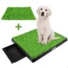 AWEMOZ Hondentoilet Kunstgras - Met 2 Matten En Opvangbak - 64x52x7,5cm - Puppy Pads - Zindelijkheidstraining Hond - Training Pads - Indoor / Outdoor Honden Toilet
