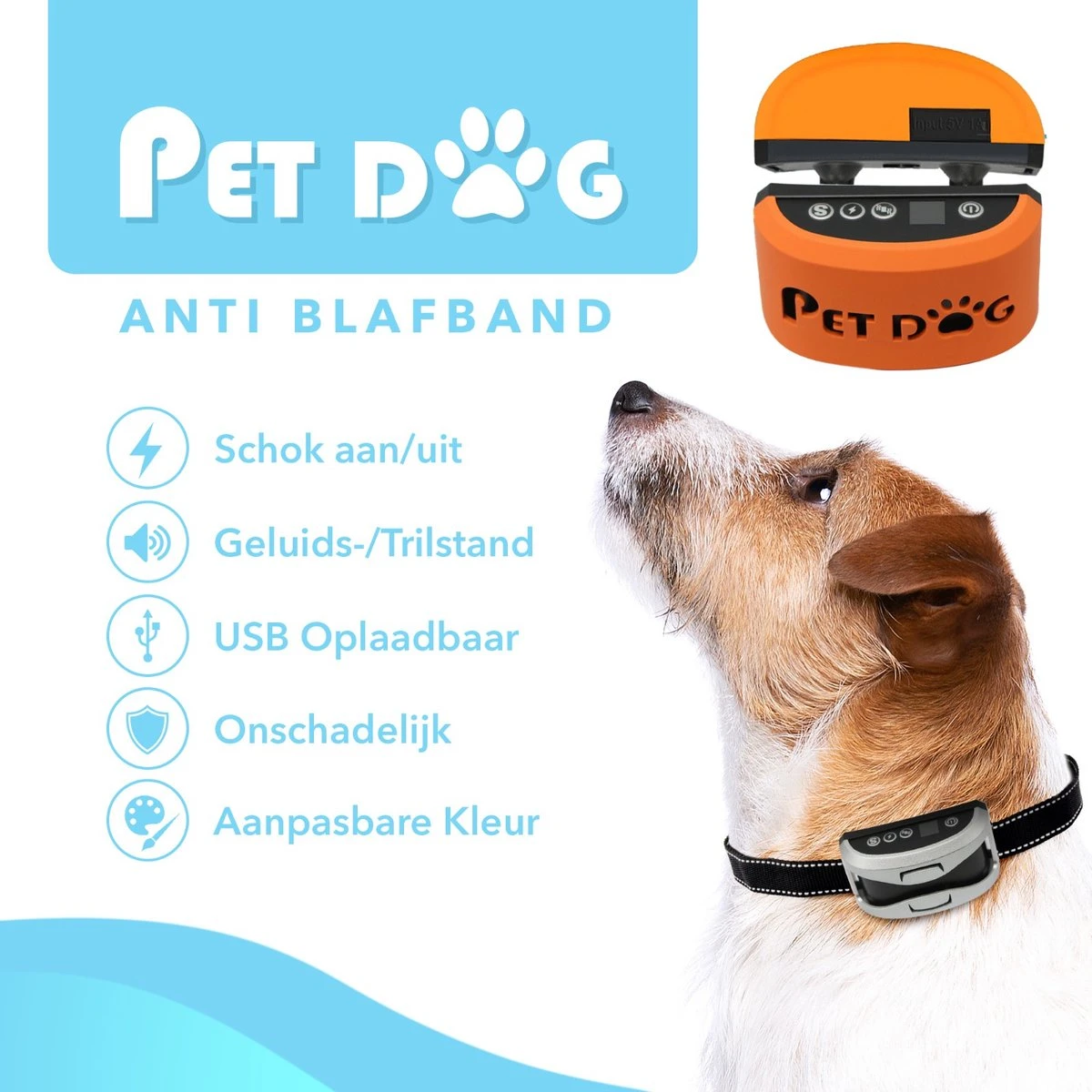 PET DOG® | Anti Blafband Voor Honden | 3 T/m 60 Kg | Oplaadbaar | Anti Blaf Band | Trainingsband | Vibratie En Geluid | Diervriendelijk | Shock Aan/uit Instelbaar 9 PET DOG® | Anti Blafband Voor Honden | 3 T/m 60 Kg | Oplaadbaar | Anti Blaf Band | Trainingsband | Vibratie En Geluid | Diervriendelijk | Shock Aan/uit Instelbaar - Afbeelding 7