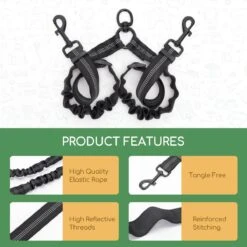 Nobleza Splitter Hondenriem - Dubbel Aanlijnriem Voor Honden - Splitter Verstelbaar - Zwart -Exporteren Alles Voor Honden Winkel 1200x1200 649