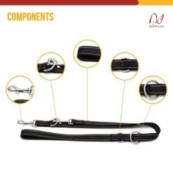 Happilax Dog Leash 2m Adjustable - Black/Reflective - 3-Step Adjustable Leash - Double Leash, Tug Leash - Geschikt Als Hondenriem Voor Grote Honden Of Als Sleepriem Voor Kleine Honden. -Exporteren Alles Voor Honden Winkel 1200x1200 658