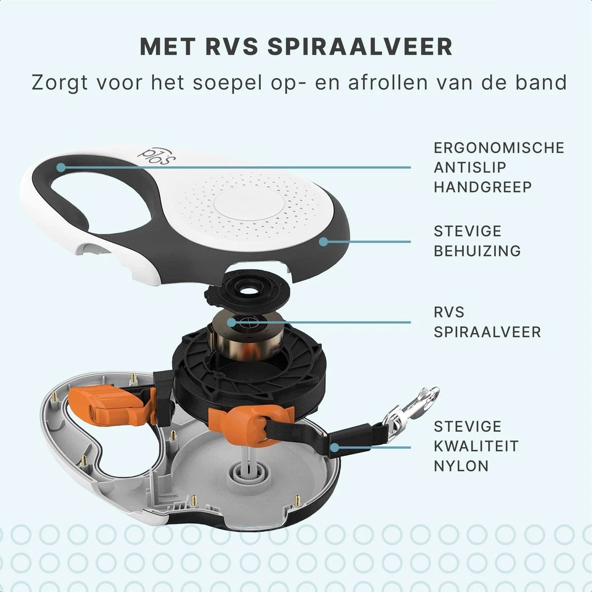 Hondenriem Tape - 5 Meter - Medium - Voor Honden <25 Kg - Zwart-Wit 6 Hondenriem Tape - 5 Meter - Medium - Voor Honden <25 Kg - Zwart-Wit - Afbeelding 4