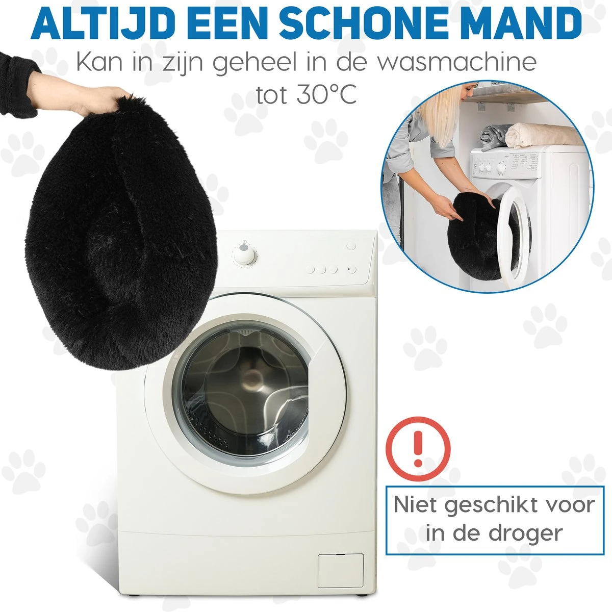 Pawzle Hondenmand - Donut Hondenkussen - Kattenmand - Bed Voor Honden & Katten - Wasbaar - 60cm - Zwart 5 Pawzle Hondenmand - Donut Hondenkussen - Kattenmand - Bed Voor Honden & Katten - Wasbaar - 60cm - Zwart - Afbeelding 3