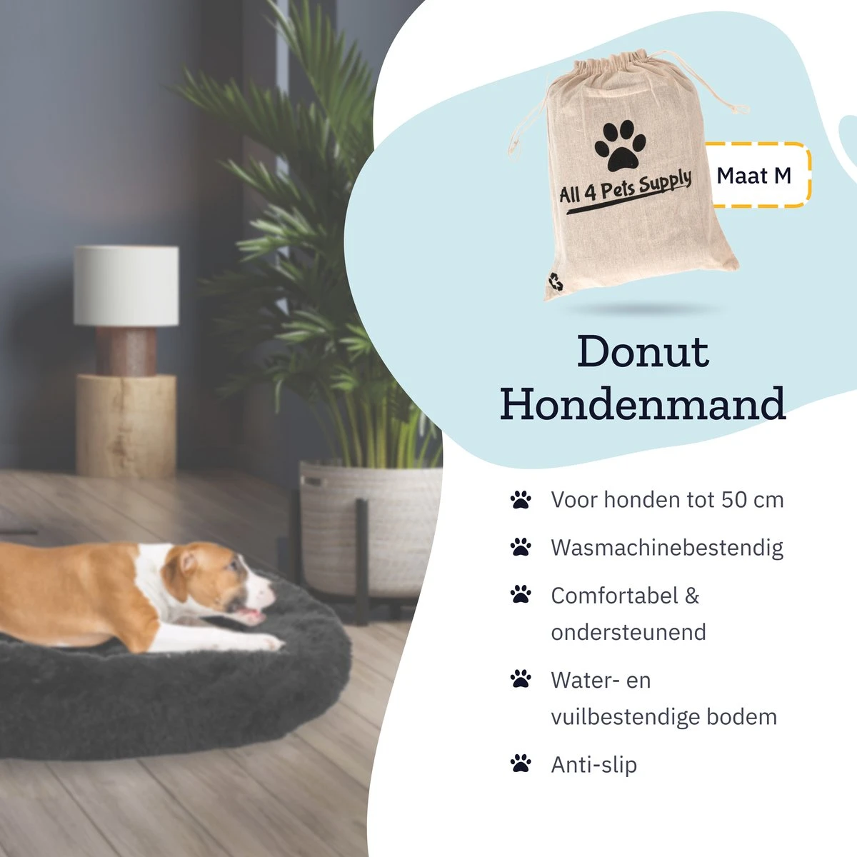 All 4 Pets Supply® Hondenmand Donut - Maat M - Geschikt Voor Honden Tot 50 Cm - Hondenkussen - Zwart 10 All 4 Pets Supply® Hondenmand Donut - Maat M - Geschikt Voor Honden Tot 50 Cm - Hondenkussen - Zwart - Afbeelding 8