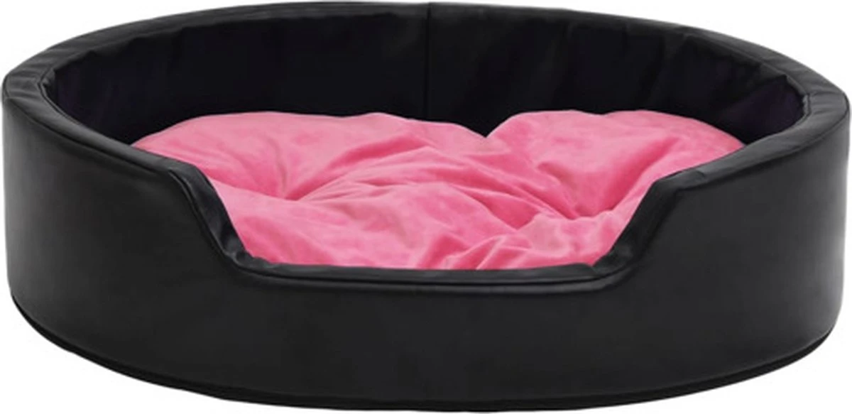 VidaXL Hondenmand 69x59x19 Cm Pluche En Kunstleer Zwart En Roze 8 VidaXL Hondenmand 69x59x19 Cm Pluche En Kunstleer Zwart En Roze - Afbeelding 6
