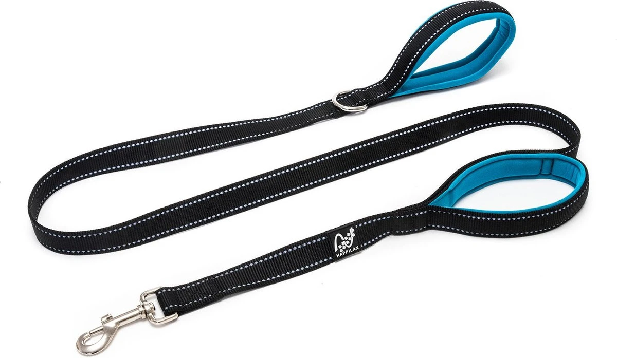 Happilax Leiband Met 2 Gevoerde Handlussen, Reflecterende Hondenriem Met Korte Gids, Zwart, 1,50 M 3 Happilax Leiband Met 2 Gevoerde Handlussen, Reflecterende Hondenriem Met Korte Gids, Zwart, 1,50 M