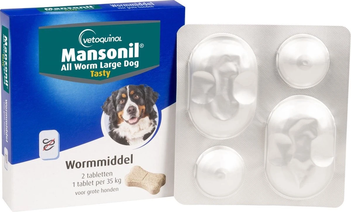 Mansonil All Worm Tasty Ontworming Tabletten Hond 2 Tabletten 4 Mansonil All Worm Tasty Ontworming Tabletten Hond 2 Tabletten - Afbeelding 2