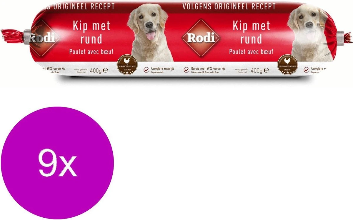 Rodi Worst 400 G - Hondenvoer - 9 X Kip&Rund 3 Rodi Worst 400 G - Hondenvoer - 9 X Kip&Rund