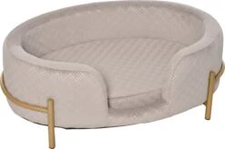 PawHut Huisdierenbank Hondenbank Kattenbank Zacht Rugleuning Metalen Poten Grijs D04-166