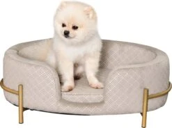 PawHut Huisdierenbank Hondenbank Kattenbank Zacht Rugleuning Metalen Poten Grijs D04-166 -Exporteren Alles Voor Honden Winkel 1200x895 2