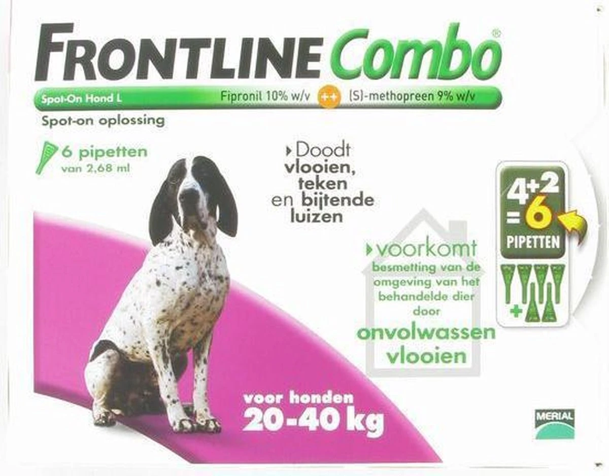 Frontline Combo - L: Van 20 Tot 40 Kg - Anti Vlooienmiddel En Tekenmiddel - Hond - 6 Pipetten 10 Frontline Combo - L: Van 20 Tot 40 Kg - Anti Vlooienmiddel En Tekenmiddel - Hond - 6 Pipetten - Afbeelding 8
