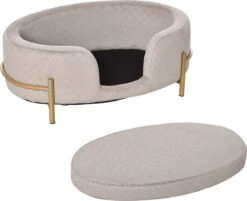 PawHut Huisdierenbank Hondenbank Kattenbank Zacht Rugleuning Metalen Poten Grijs D04-166 -Exporteren Alles Voor Honden Winkel 1200x976 3