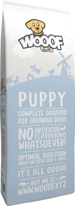 WOOOF Puppy 18KG - Geperste Puppy Brokken - Puppyvoer - Hondenvoer Puppy - Puppybrokken - Puppy Voer -Exporteren Alles Voor Honden Winkel 442x1200 1