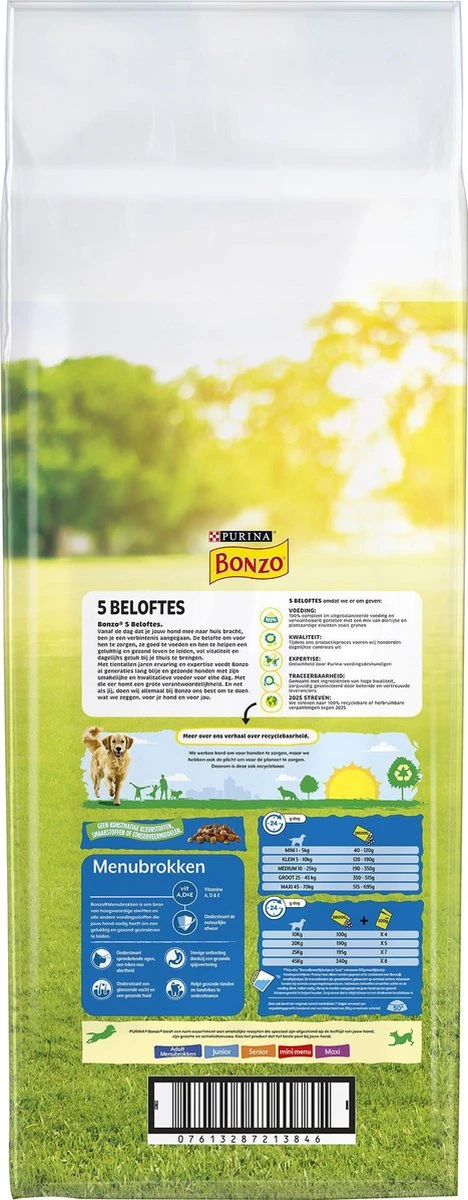 Bonzo Menubrokken Adult - Hondenvoer Kip & Groenten - 15 Kg 4 Bonzo Menubrokken Adult - Hondenvoer Kip & Groenten - 15 Kg - Afbeelding 2