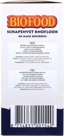 Biofood Schapenvet Maxi Bonbons - Knoflook - 40 Stuks -Exporteren Alles Voor Honden Winkel 572x1200 3