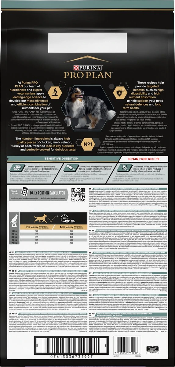Pro Plan Graanvrij Medium & Large Adult Sensitive Digestion - Honden Droogvoer- Kalkoen - 12 Kg 4 Pro Plan Graanvrij Medium & Large Adult Sensitive Digestion - Honden Droogvoer- Kalkoen - 12 Kg - Afbeelding 2