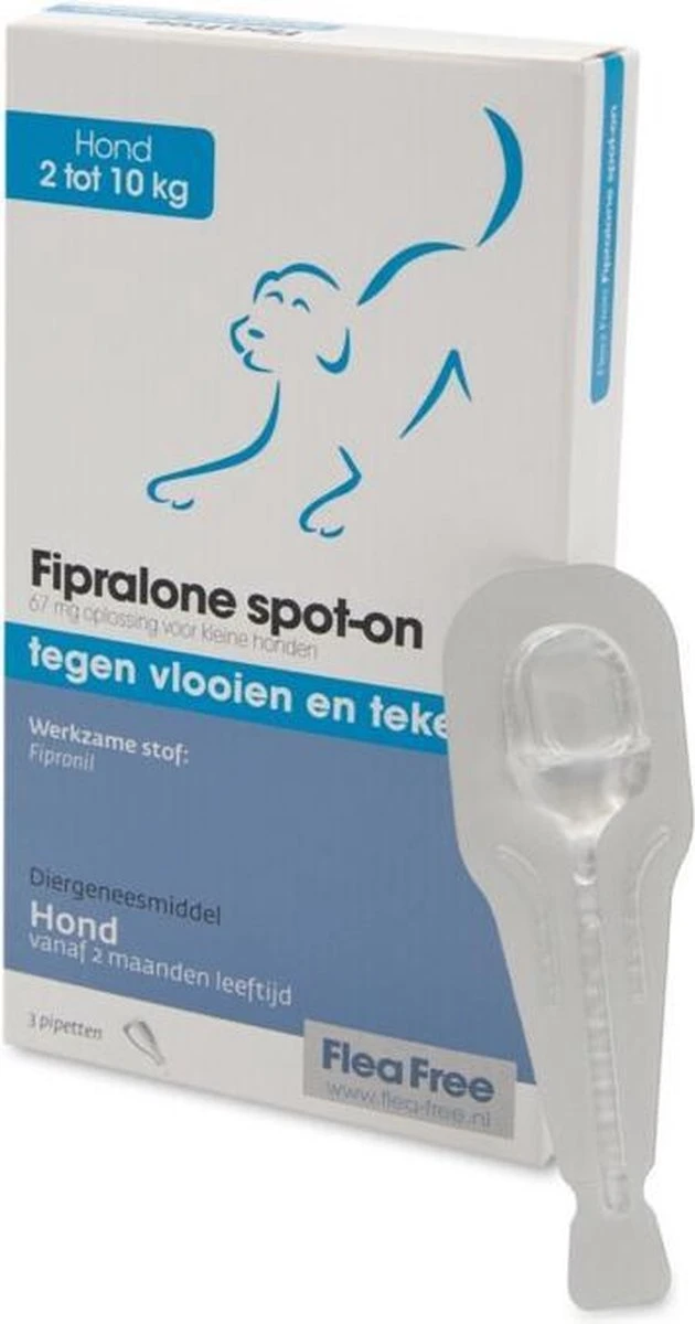 Flea Free Fipralone Spot-on Hond 2 Tot 10 Kg - 3 Pipet 4 Flea Free Fipralone Spot-on Hond 2 Tot 10 Kg - 3 Pipet - Afbeelding 2