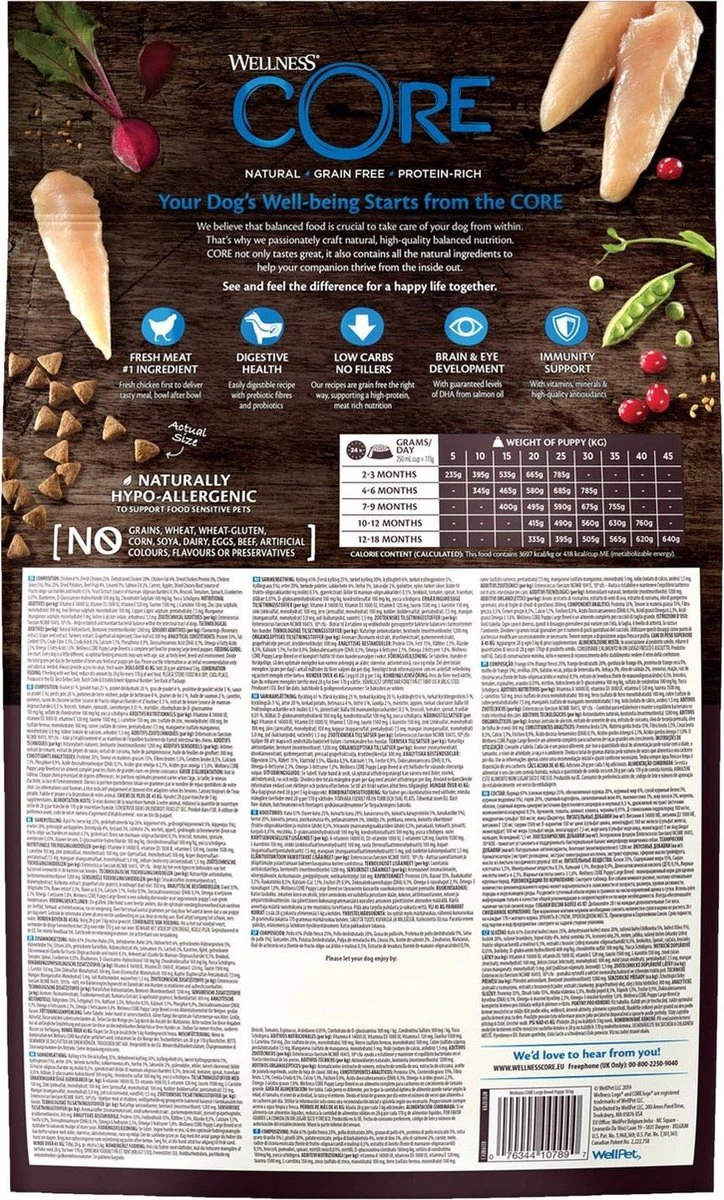 Wellness Core Grain Free Large Breed Puppy Kip - Hondenvoer - 10 Kg 4 Wellness Core Grain Free Large Breed Puppy Kip - Hondenvoer - 10 Kg - Afbeelding 2