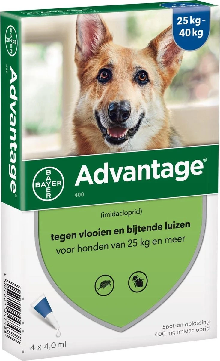 Bayer Anti Vlooienmiddel Advantage 400 25 - 40 Kg - 4 Pipetten 5 Bayer Anti Vlooienmiddel Advantage 400 25 - 40 Kg - 4 Pipetten - Afbeelding 3