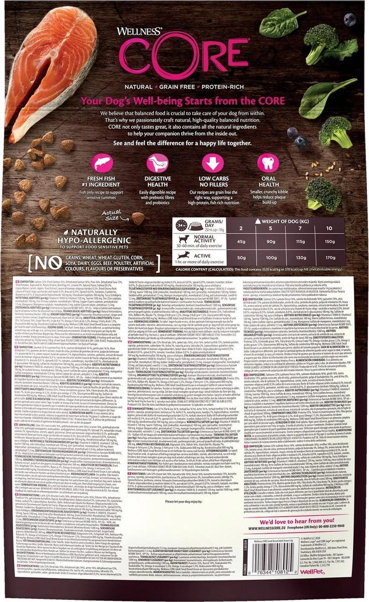Wellness Core Grain Free Dog Small Breed Adult Ocean - Hondenvoer - Zalm Tonijn 5 Kg 4 Wellness Core Grain Free Dog Small Breed Adult Ocean - Hondenvoer - Zalm Tonijn 5 Kg - Afbeelding 2