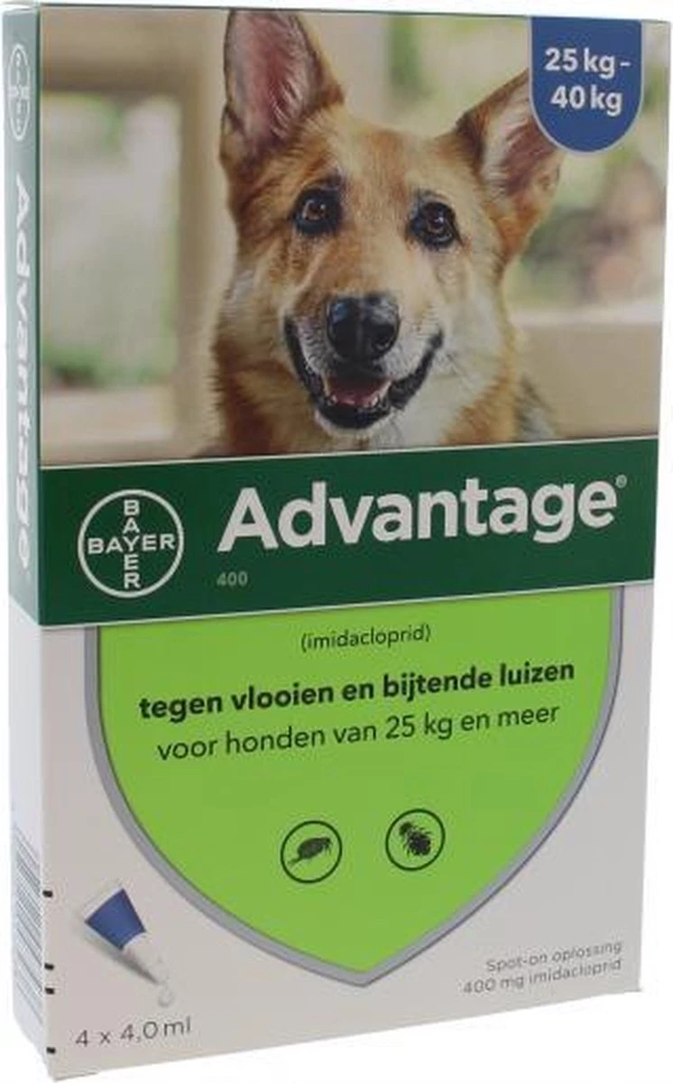 Bayer Anti Vlooienmiddel Advantage 400 25 - 40 Kg - 4 Pipetten 12 Bayer Anti Vlooienmiddel Advantage 400 25 - 40 Kg - 4 Pipetten - Afbeelding 10